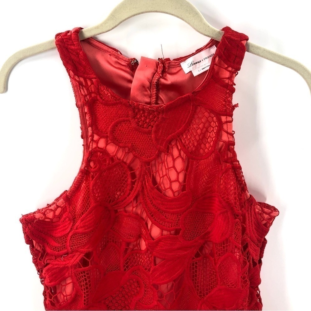 Lovers + Friends Caspian Dress Women Small Floral Lace Mini High Neck Party HOCO - Picture 3 of 11